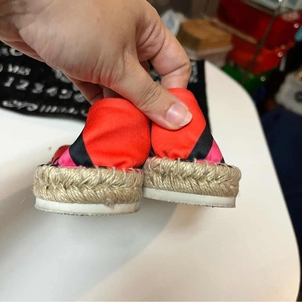 Nicholas Kirkwood Bright Satin Espadrilles Slip Ons Flats Size 38 US 7.5